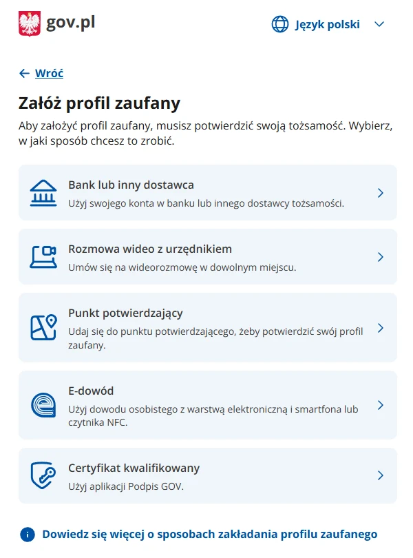 Pięć sposobów założenia profilu zaufanego na stronie pz.gov.pl